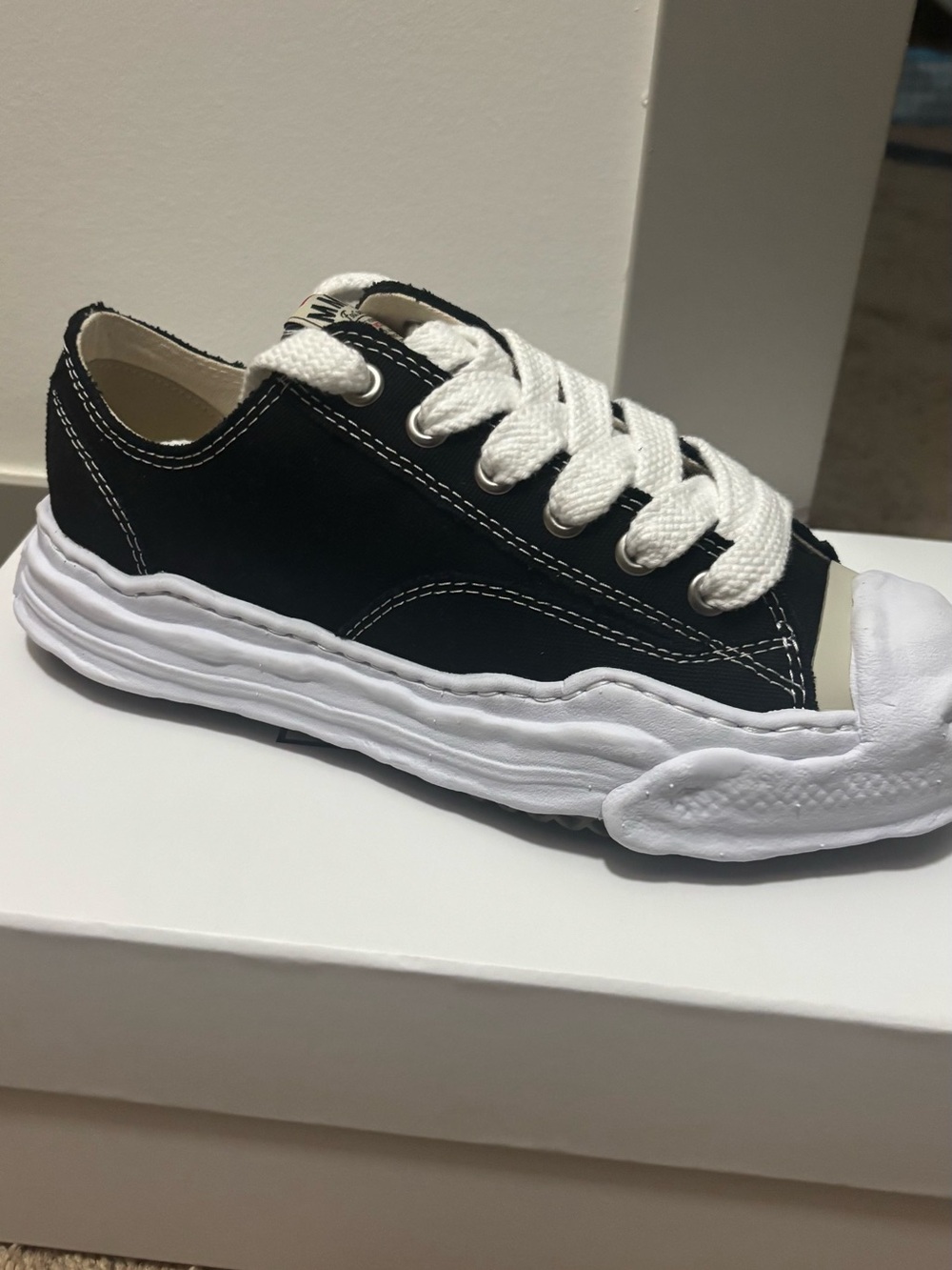 Miharayasuhiro Black and White Low-Top Canvas Sneakers